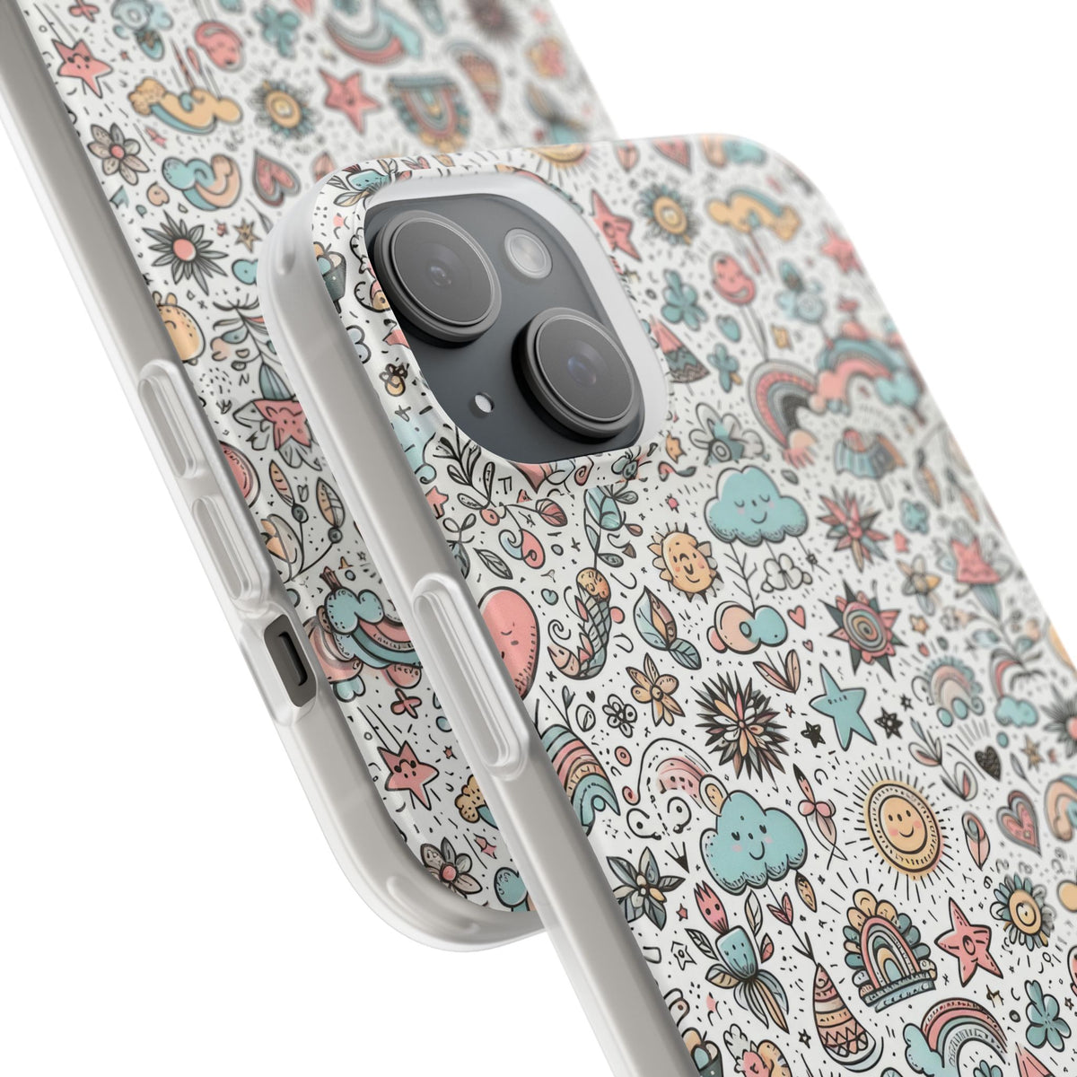 Pastel Doodle Pattern Phone Case – A Playful Touch of Elegance