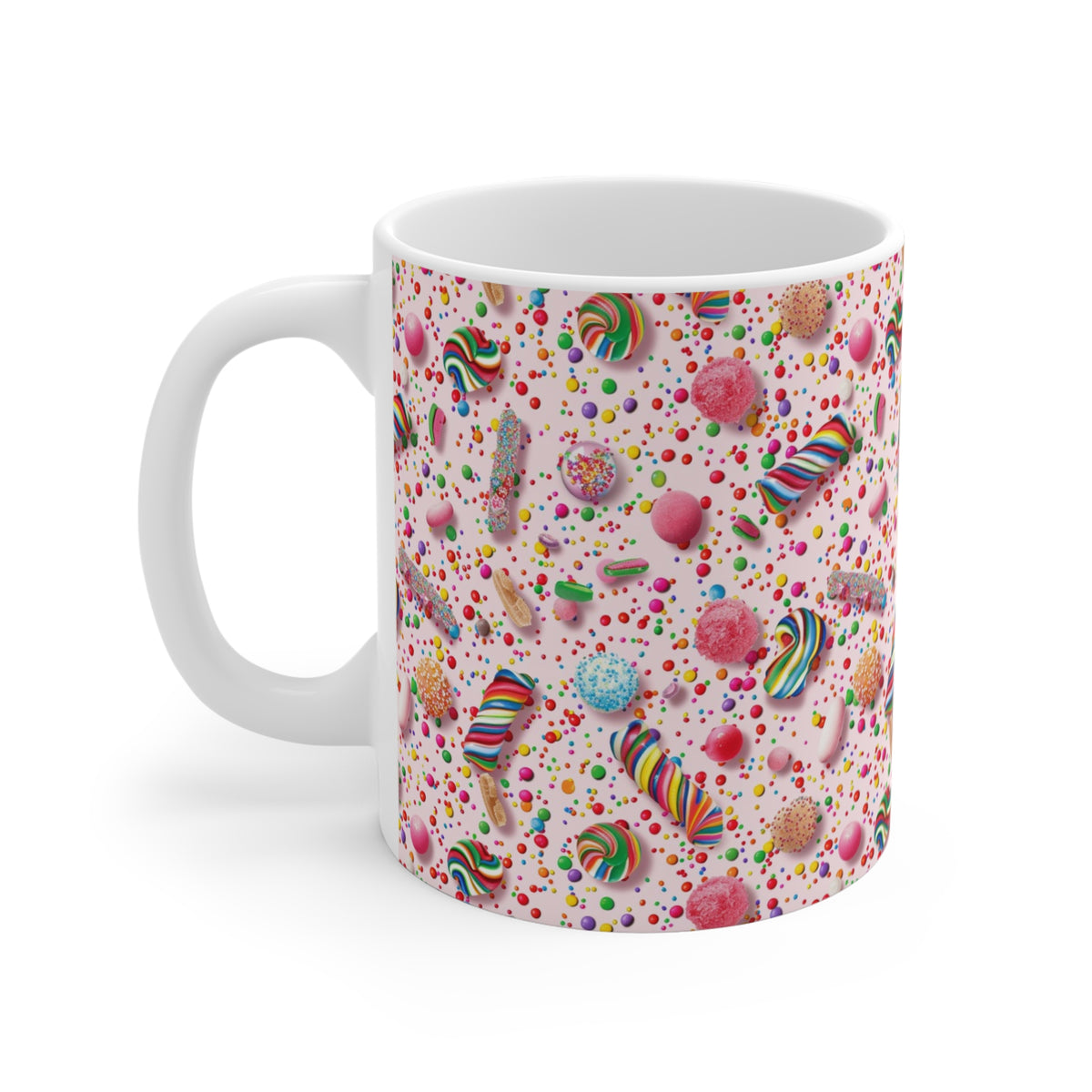 Colorful All-Over Candy Theme Coffee Mug Fun Ceramic Drinkware 489