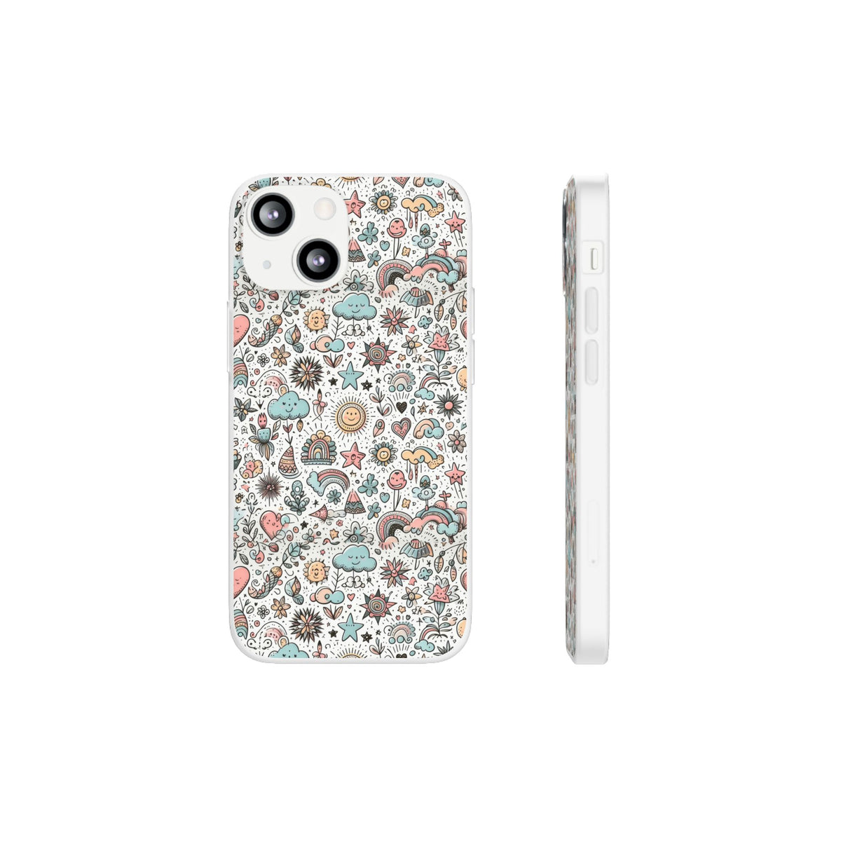 Pastel Doodle Pattern Phone Case – A Playful Touch of Elegance