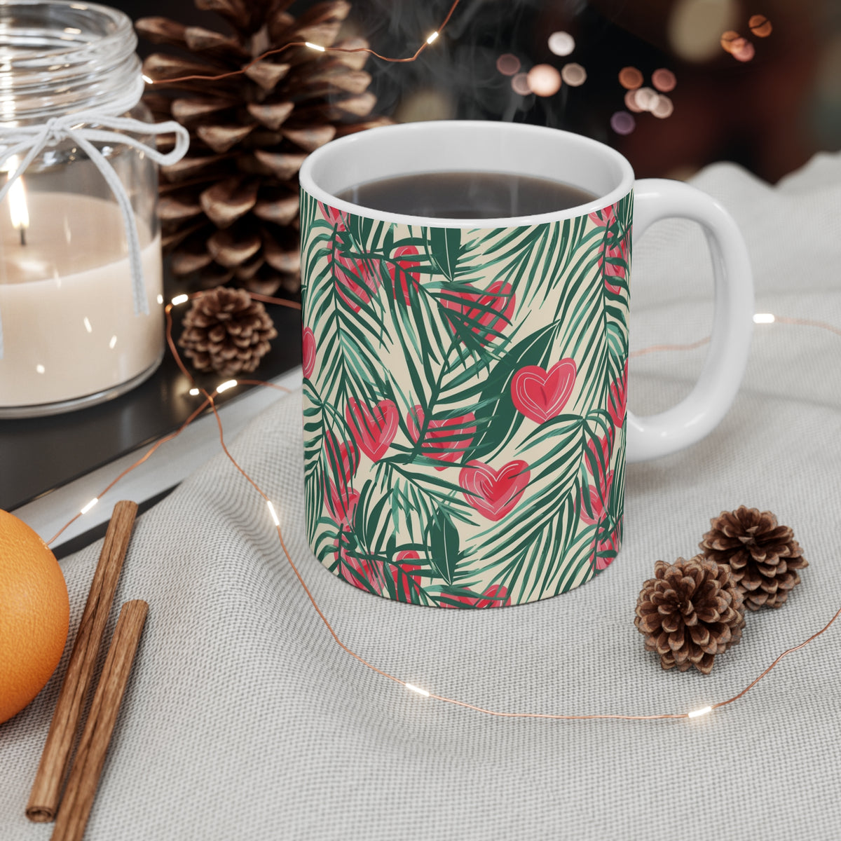 Colorful Heart Design Coffee Mug - Endless Love Pattern Ceramic Cup 161