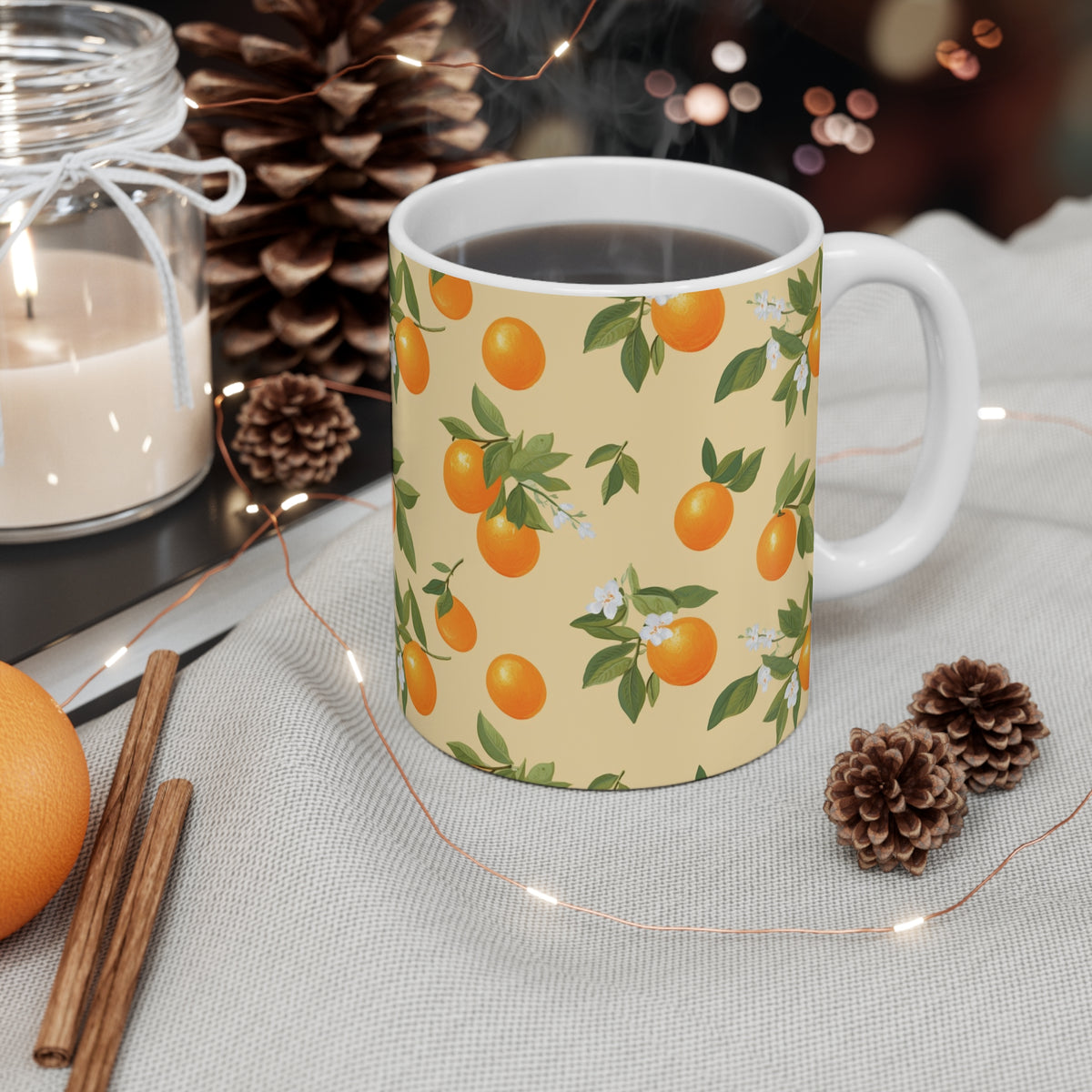 Vibrant Infinite Fruit Pattern Coffee Mug - Unique Ceramic Drinkware 874