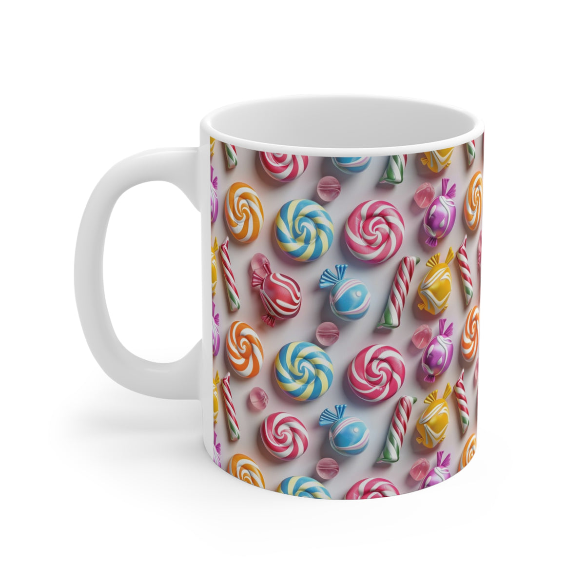 Colorful All-Over Candy Theme Coffee Mug Fun Ceramic Drinkware 100