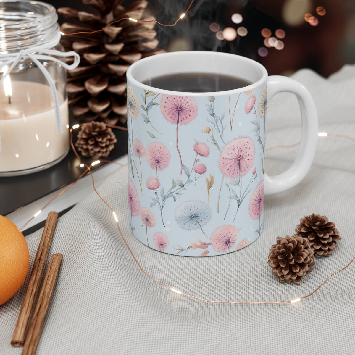 Pastel Dandelion Pattern Coffee Cup-Floral Ceramic Mug for Tea and Coffee  (4)