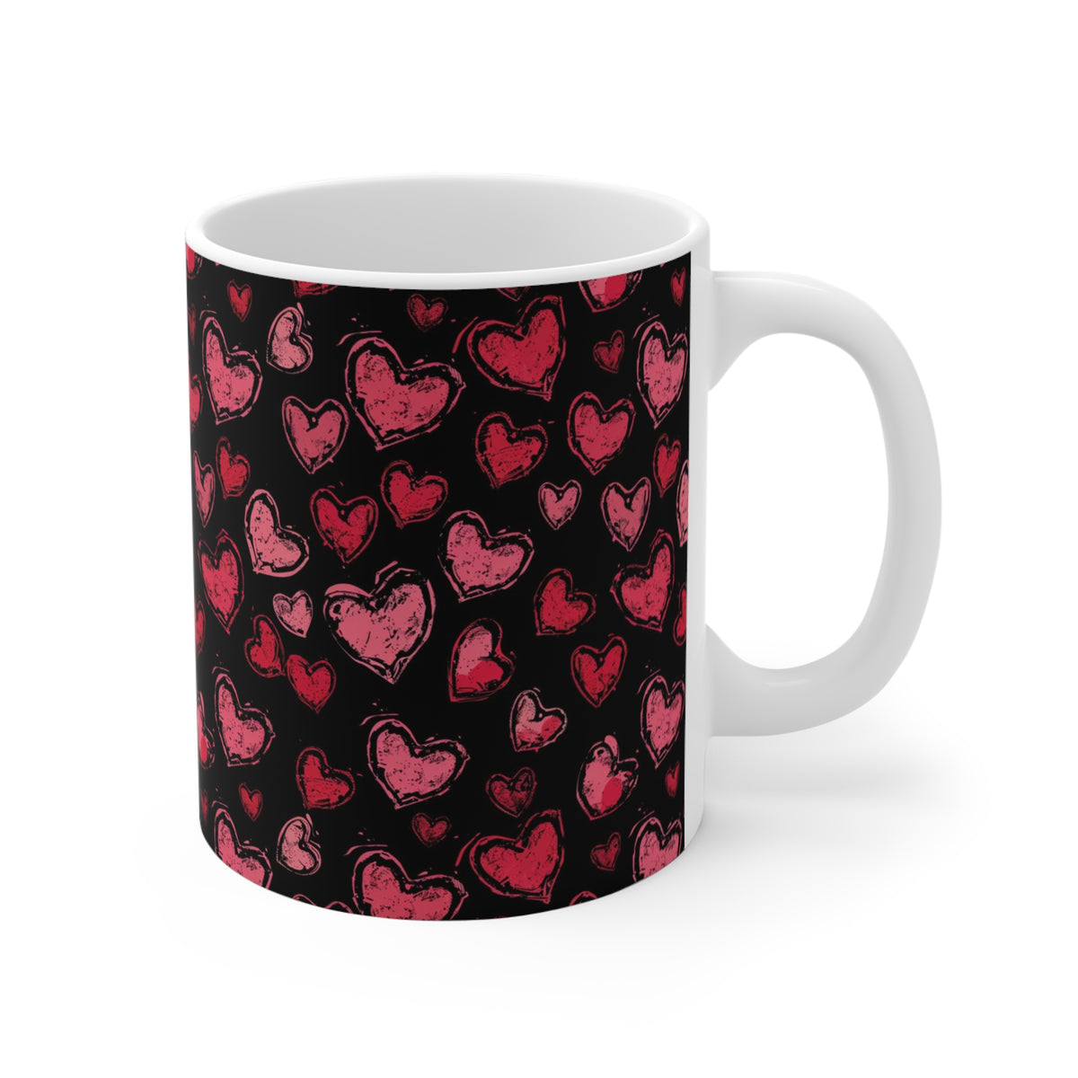 Colorful Heart Design Coffee Mug - Endless Love Pattern Ceramic Cup 858