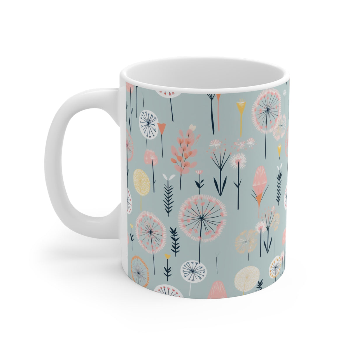 Pastel Dandelion Pattern Coffee Cup-Floral Ceramic Mug for Tea and Coffee  (6)