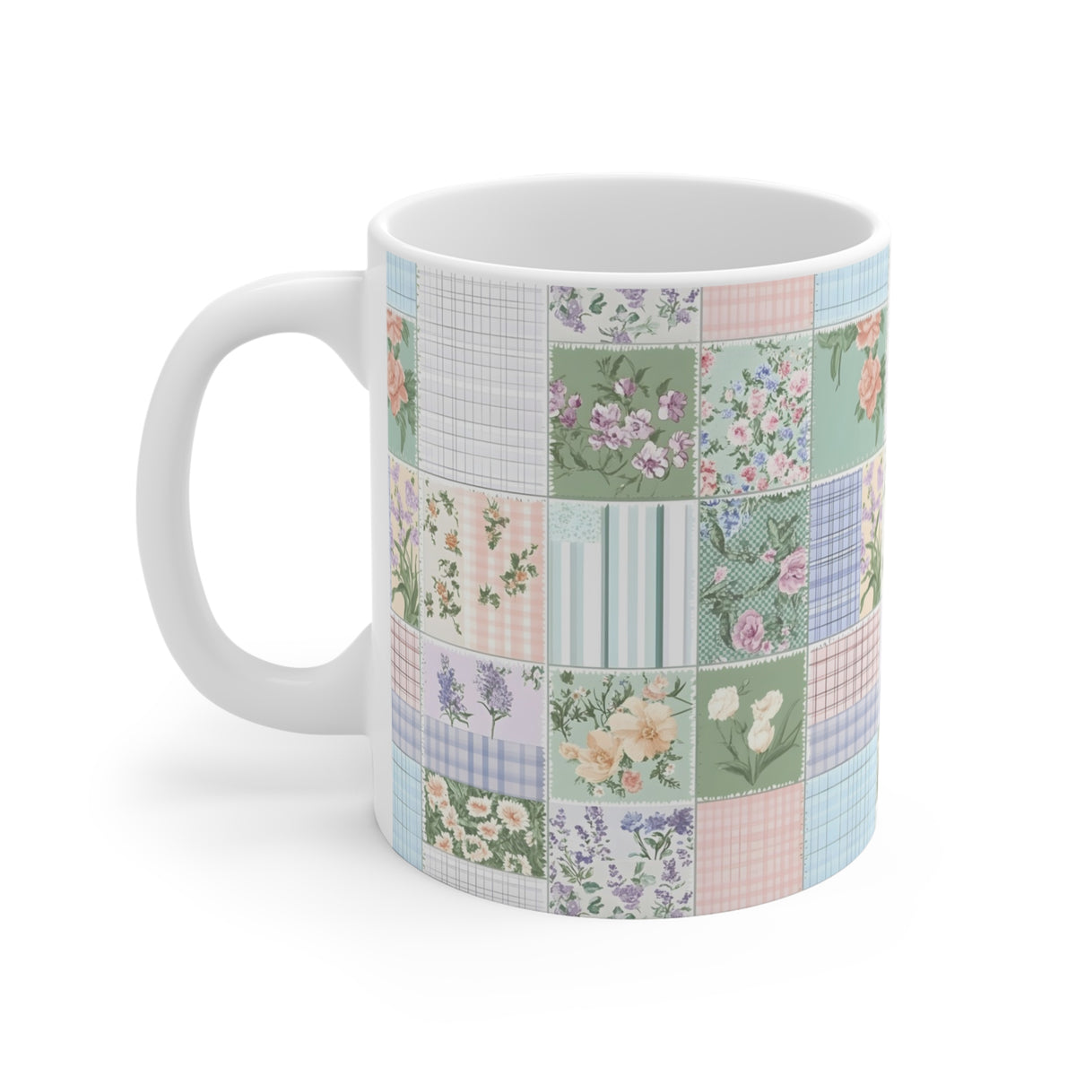 Farmhouse Patchwork Pastel Pattern Coffee Cup  (15)