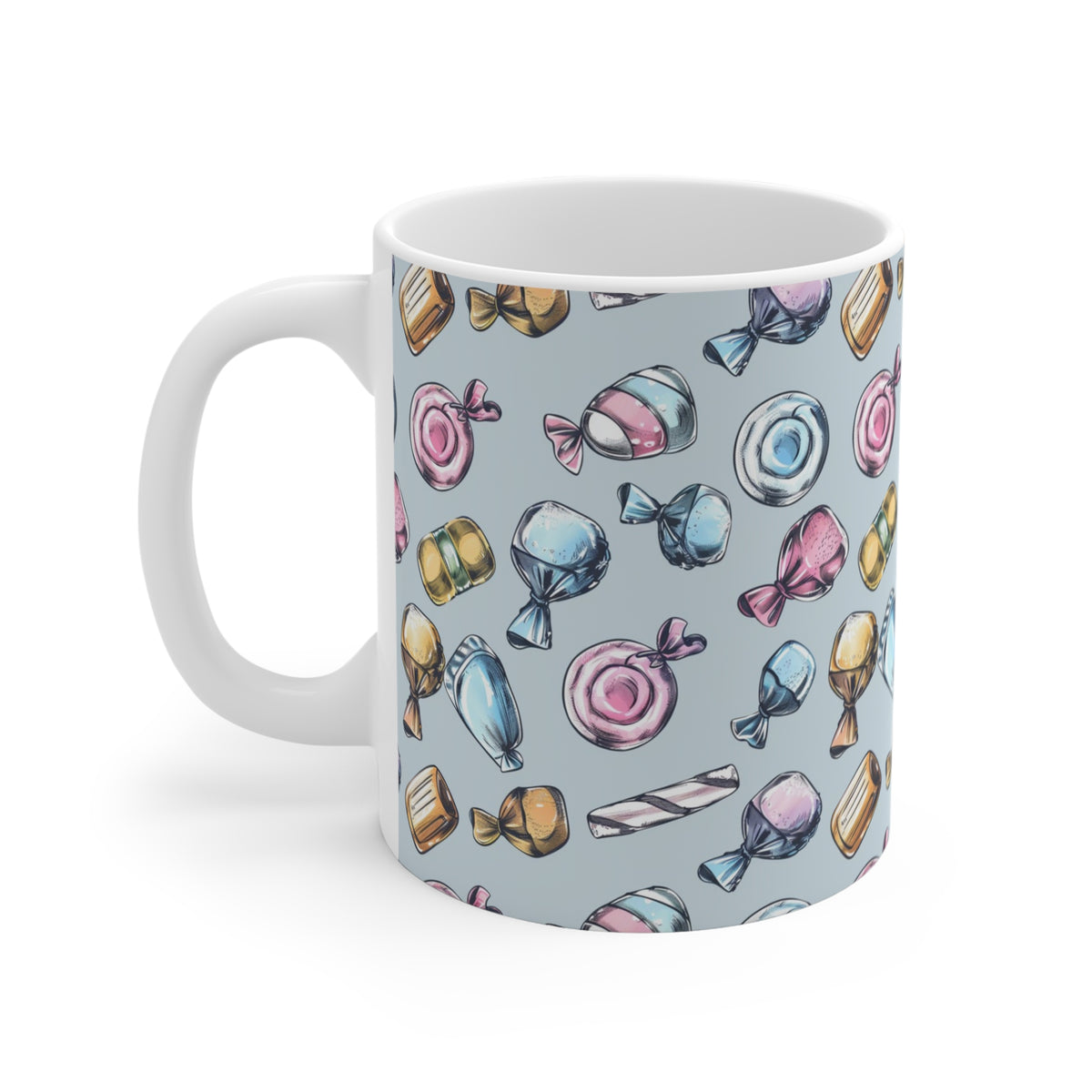 Colorful All-Over Candy Theme Coffee Mug Fun Ceramic Drinkware 482