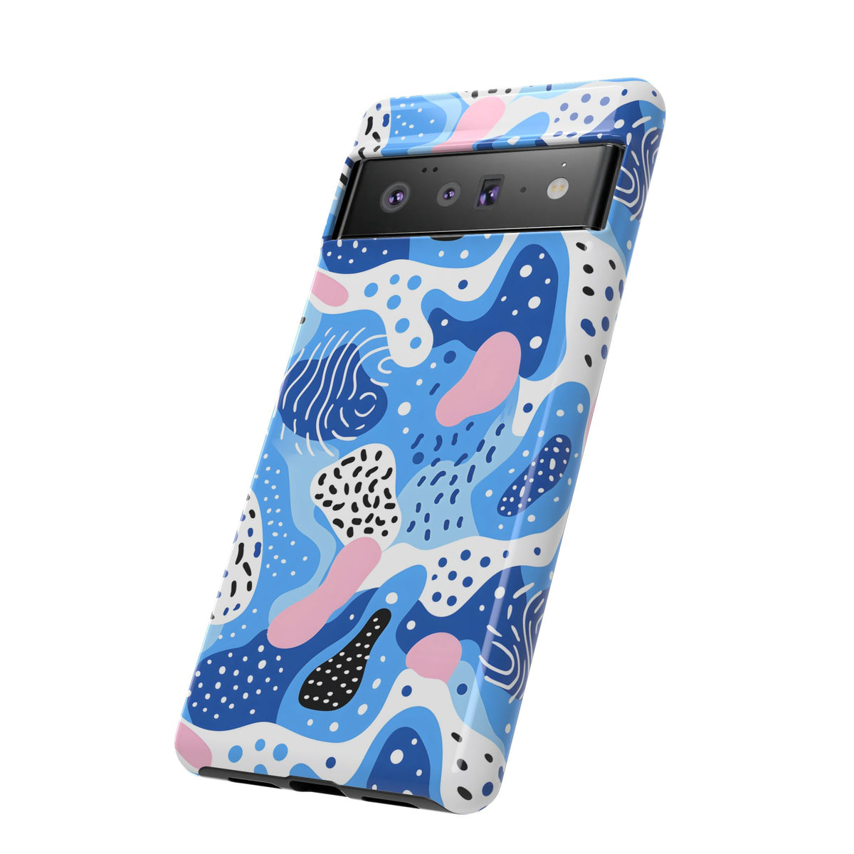 Abstract Baby Blue Memphis Design Phone Case – Sleek and Contemporary Artistry