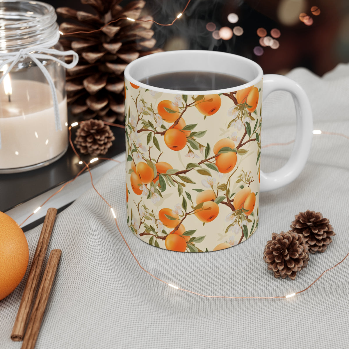 Vibrant Infinite Fruit Pattern Coffee Mug - Unique Ceramic Drinkware 942