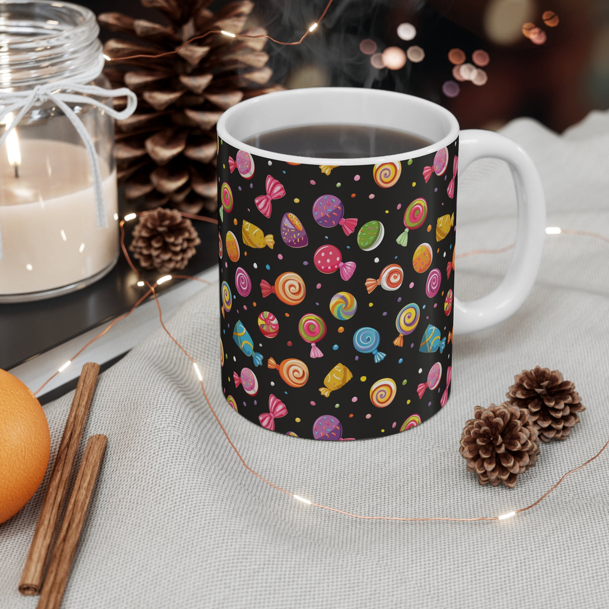 Colorful All-Over Candy Theme Coffee Mug Fun Ceramic Drinkware 289