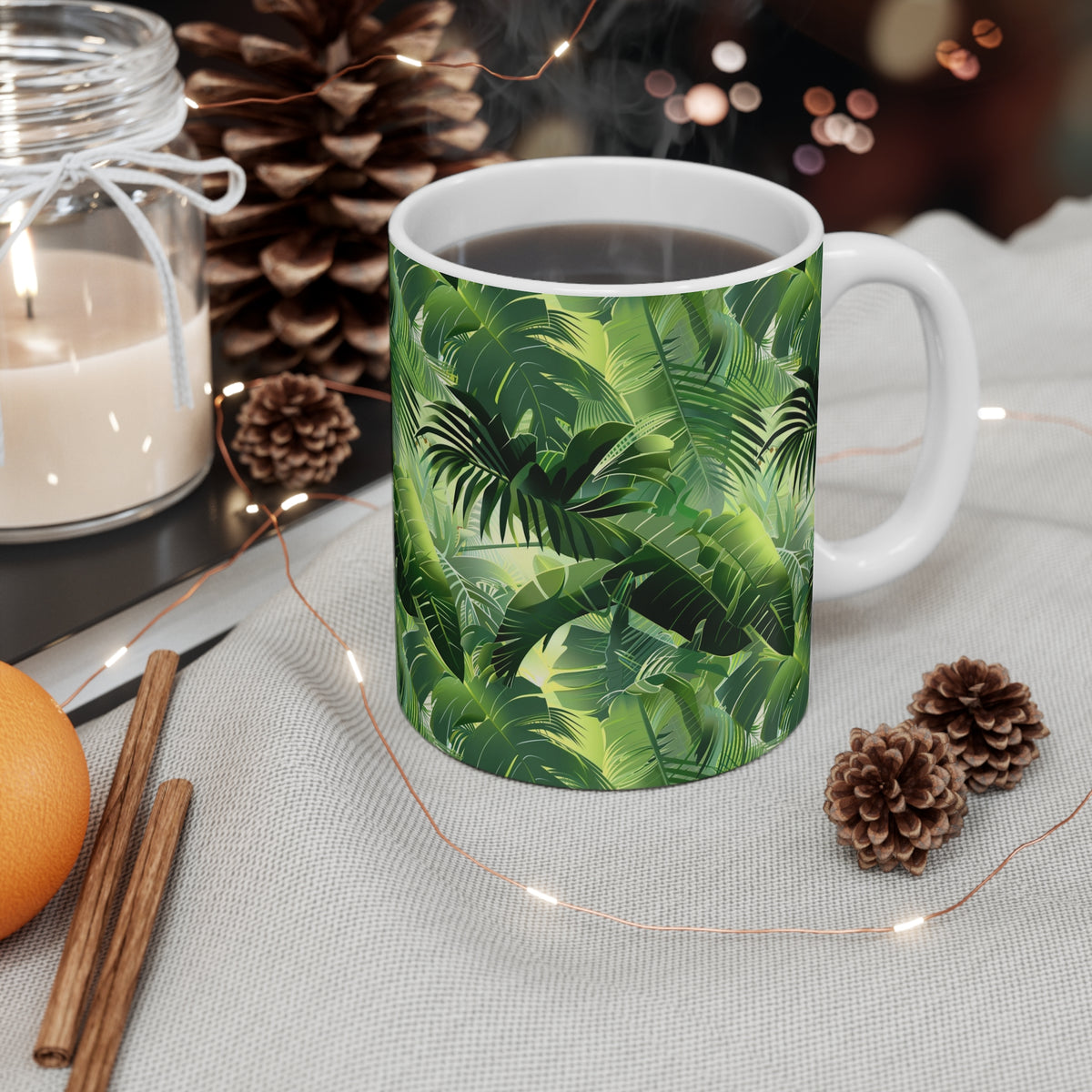 Endless Forest Pattern Coffee Mug - Nature-Inspired Ceramic Drinkware 096