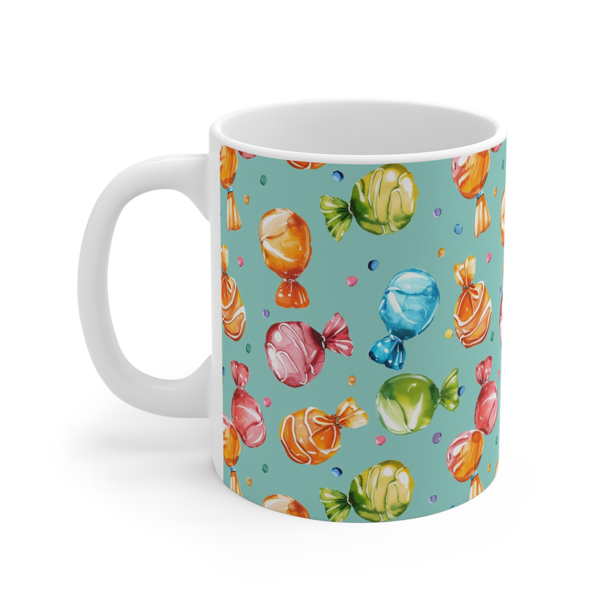 Colorful All-Over Candy Theme Coffee Mug Fun Ceramic Drinkware 155