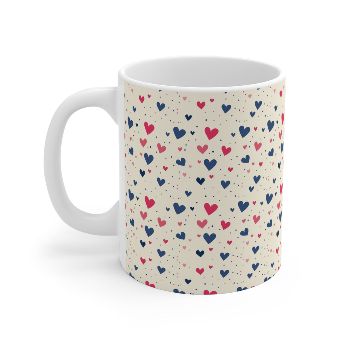 Colorful Heart Design Coffee Mug - Endless Love Pattern Ceramic Cup 166