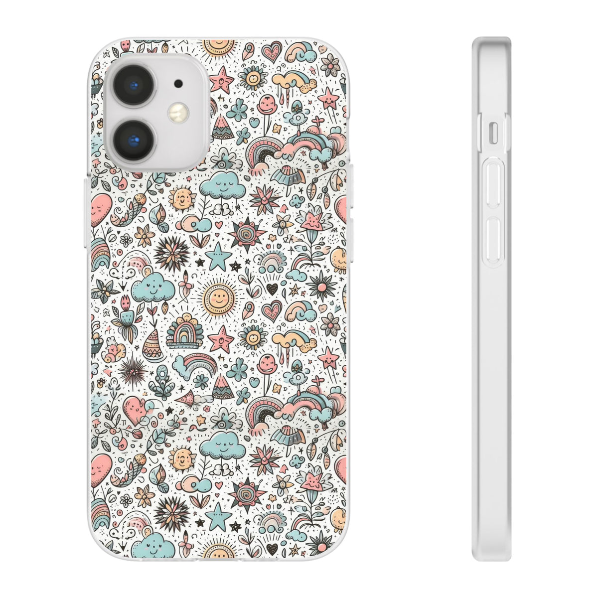 Pastel Doodle Pattern Phone Case – A Playful Touch of Elegance