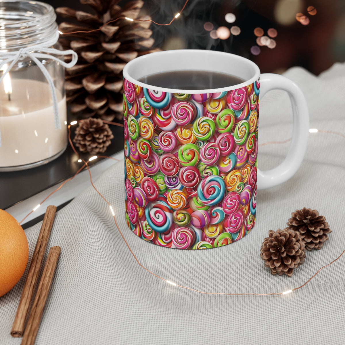 Colorful All-Over Candy Theme Coffee Mug Fun Ceramic Drinkware 401