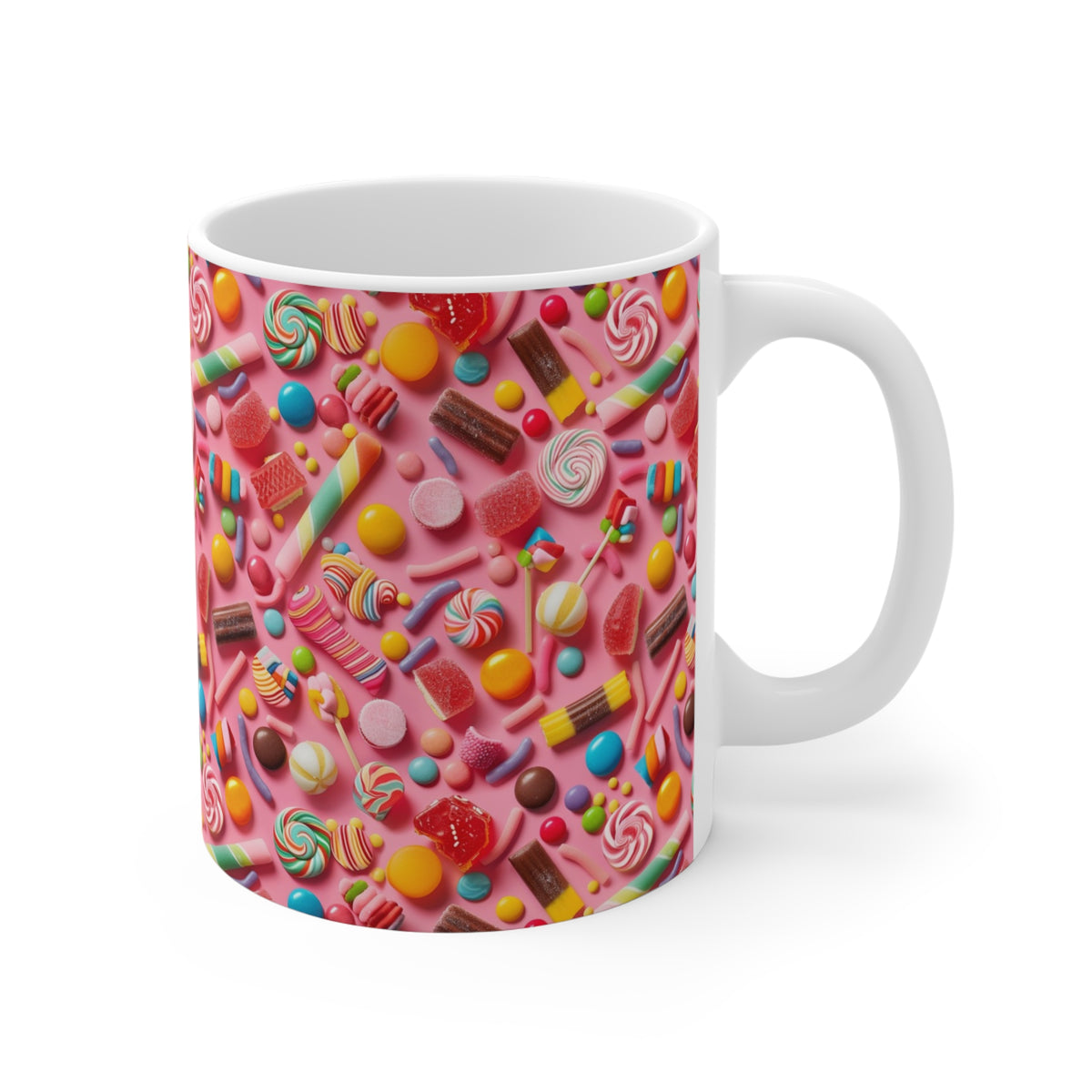 Colorful All-Over Candy Theme Coffee Mug Fun Ceramic Drinkware 500