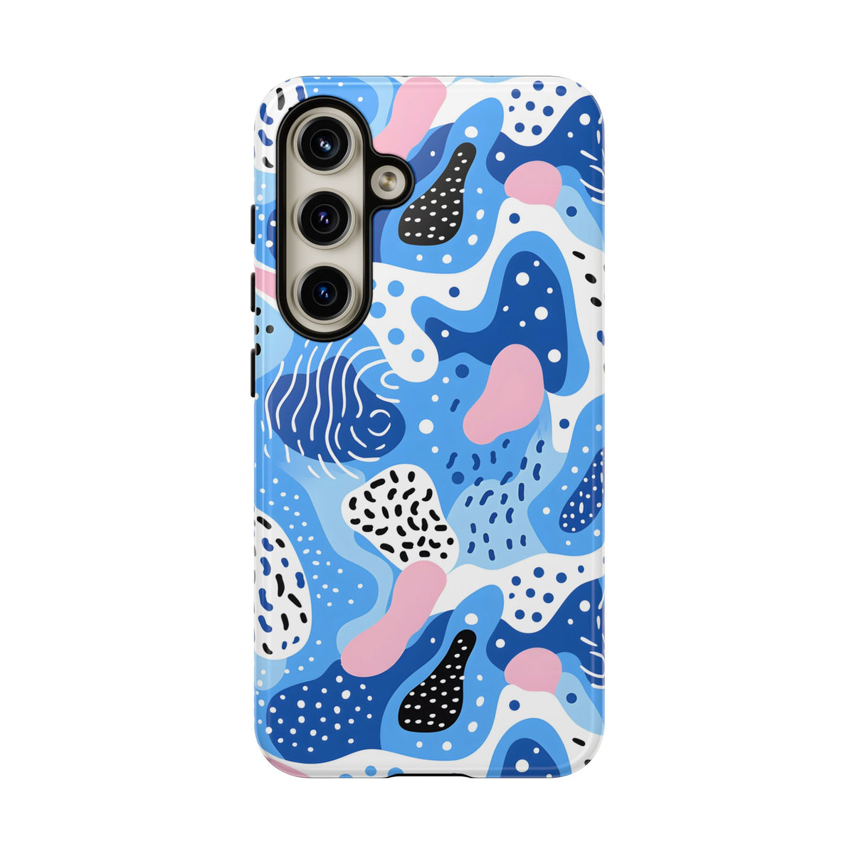 Abstract Baby Blue Memphis Design Phone Case – Sleek and Contemporary Artistry