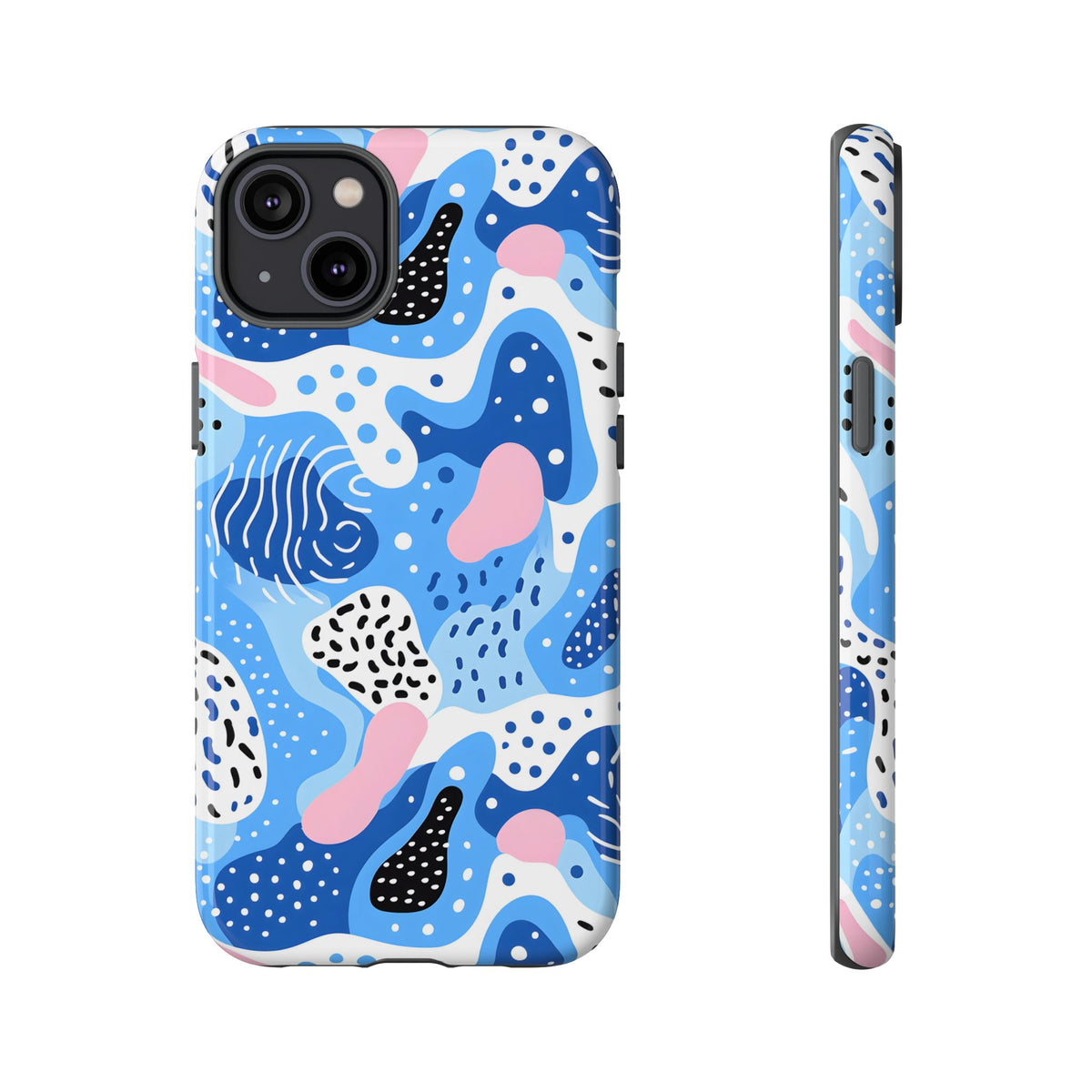 Abstract Baby Blue Memphis Design Phone Case – Sleek and Contemporary Artistry