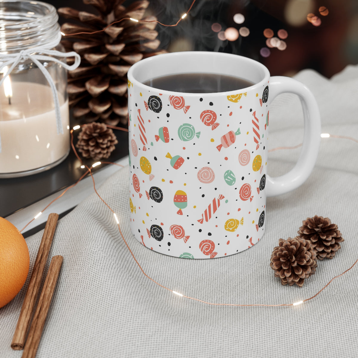 Colorful All-Over Candy Theme Coffee Mug Fun Ceramic Drinkware 248