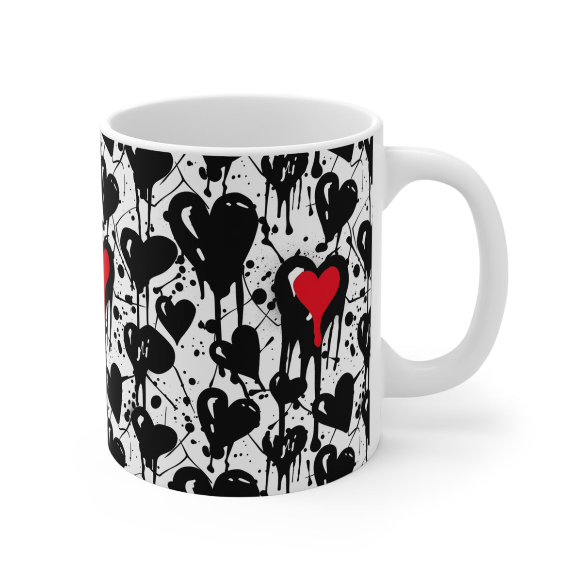 Colorful Heart Design Coffee Mug - Endless Love Pattern Ceramic Cup 214