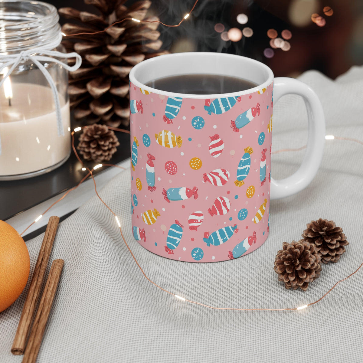 Colorful All-Over Candy Theme Coffee Mug Fun Ceramic Drinkware 222