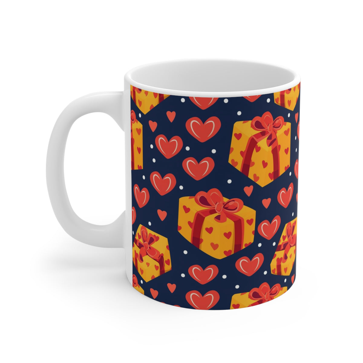 Colorful Heart Design Coffee Mug - Endless Love Pattern Ceramic Cup 845