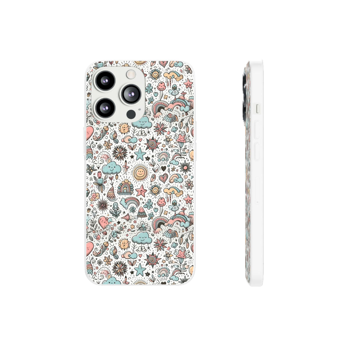 Pastel Doodle Pattern Phone Case – A Playful Touch of Elegance