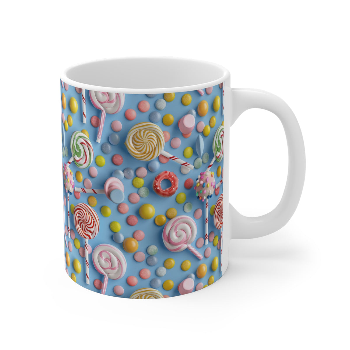 Colorful All-Over Candy Theme Coffee Mug Fun Ceramic Drinkware 129