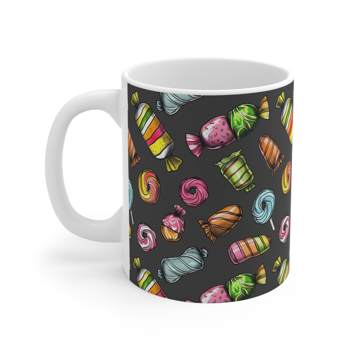 Colorful All-Over Candy Theme Coffee Mug Fun Ceramic Drinkware 297