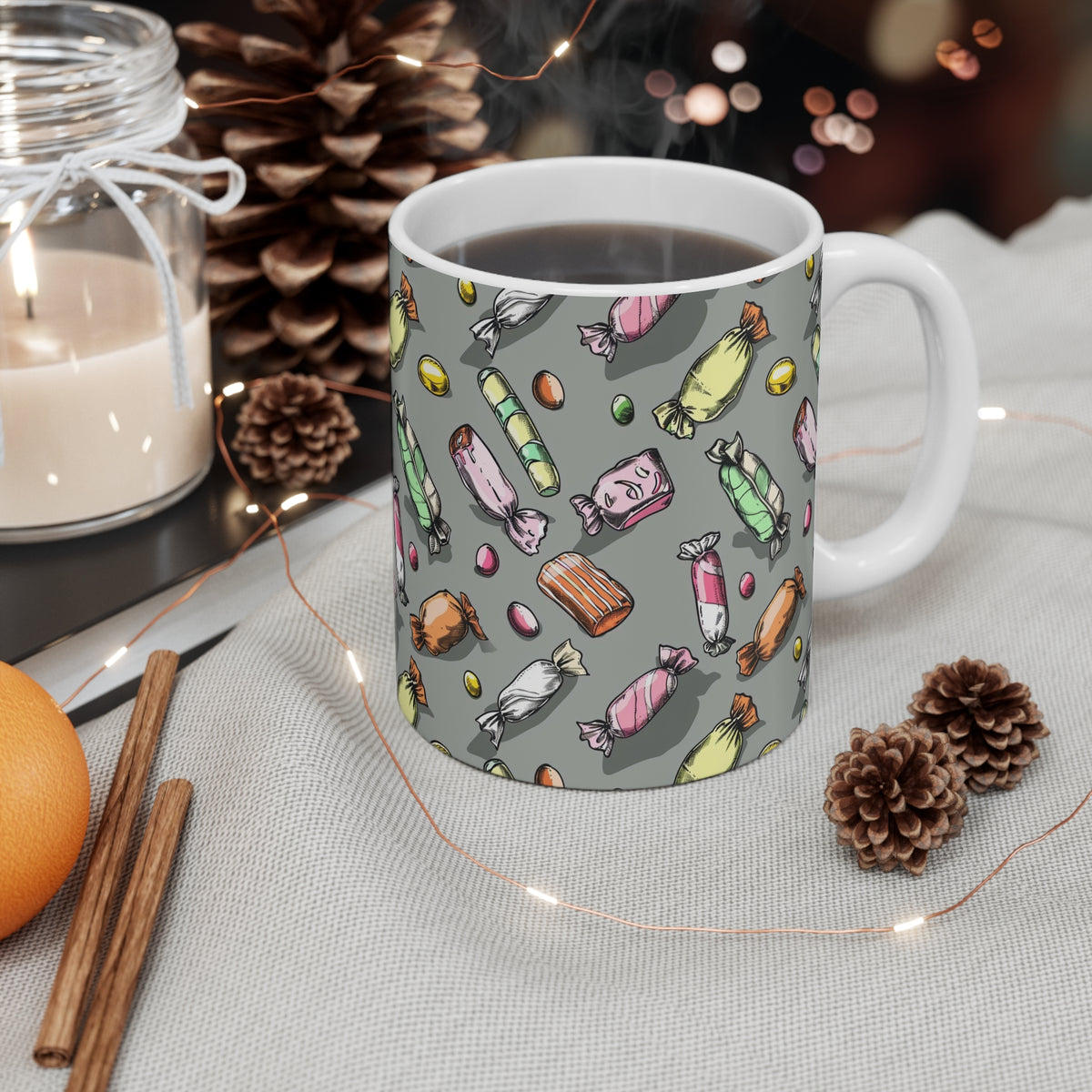 Colorful All-Over Candy Theme Coffee Mug Fun Ceramic Drinkware 231