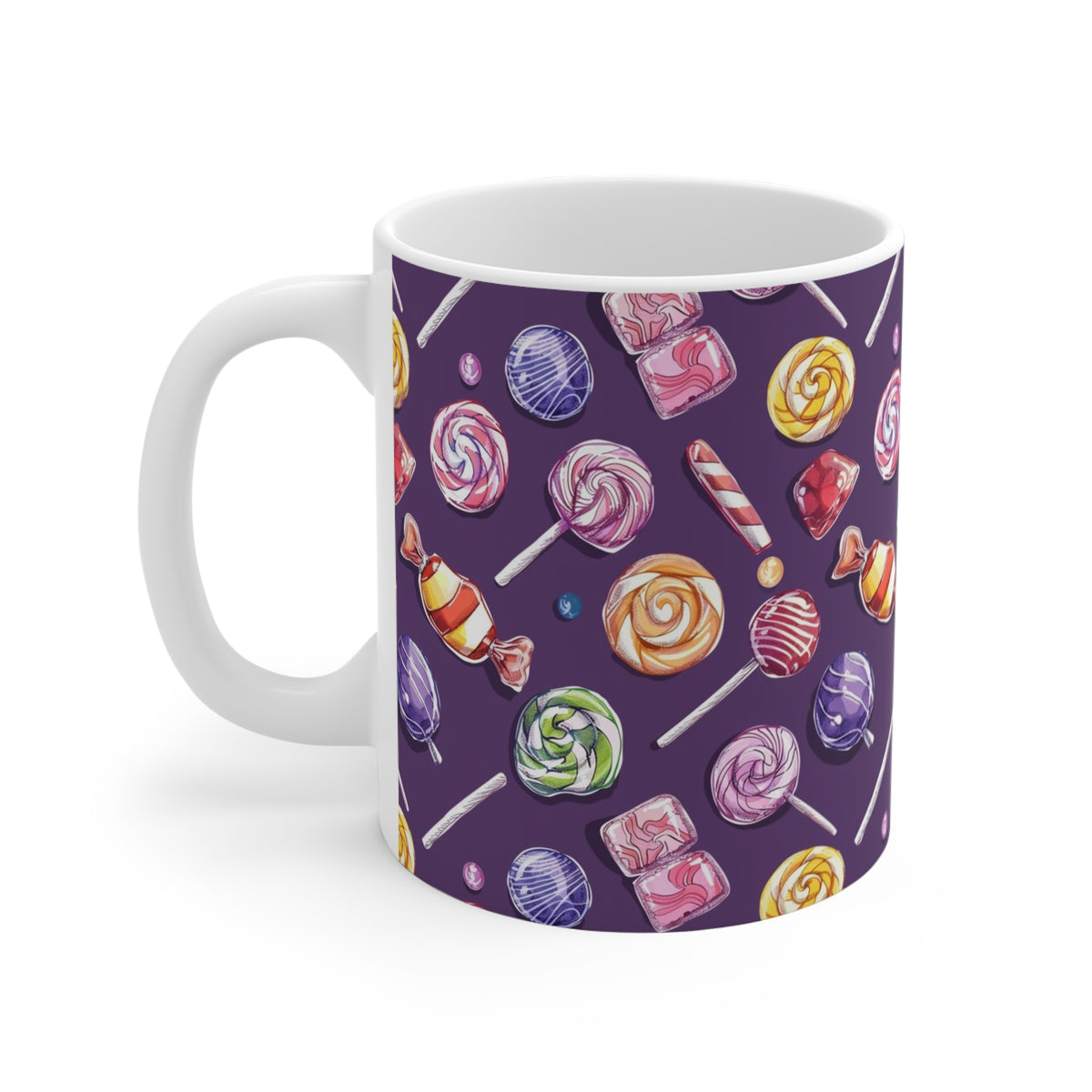 Colorful All-Over Candy Theme Coffee Mug Fun Ceramic Drinkware 386