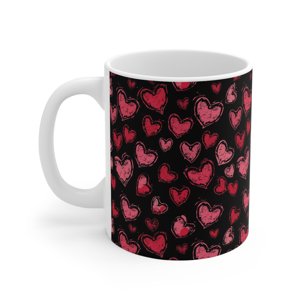 Colorful Heart Design Coffee Mug - Endless Love Pattern Ceramic Cup 858