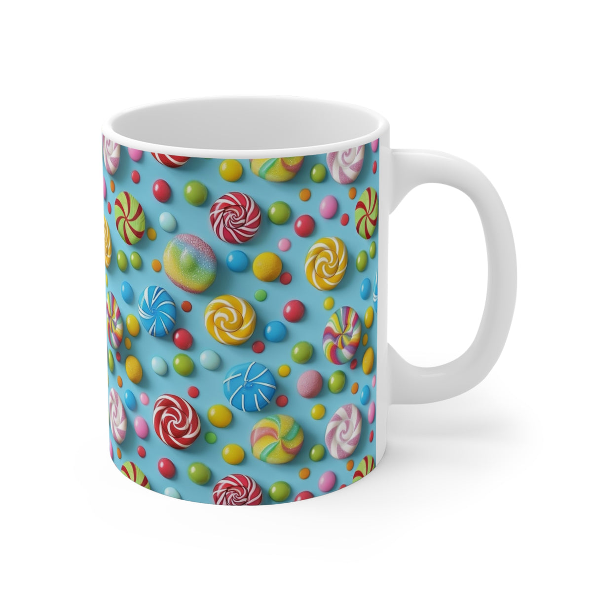 Colorful All-Over Candy Theme Coffee Mug Fun Ceramic Drinkware 348