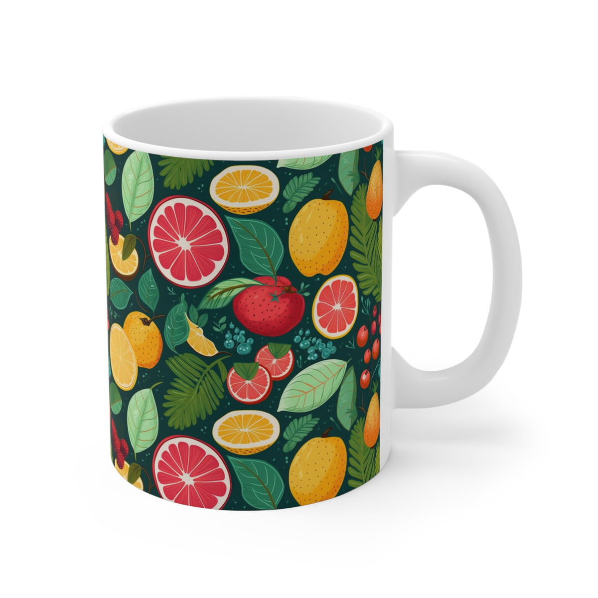 Vibrant Infinite Fruit Pattern Coffee Mug - Unique Ceramic Drinkware 781