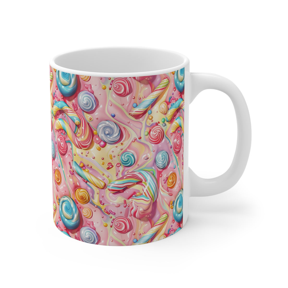 Colorful All-Over Candy Theme Coffee Mug Fun Ceramic Drinkware 091