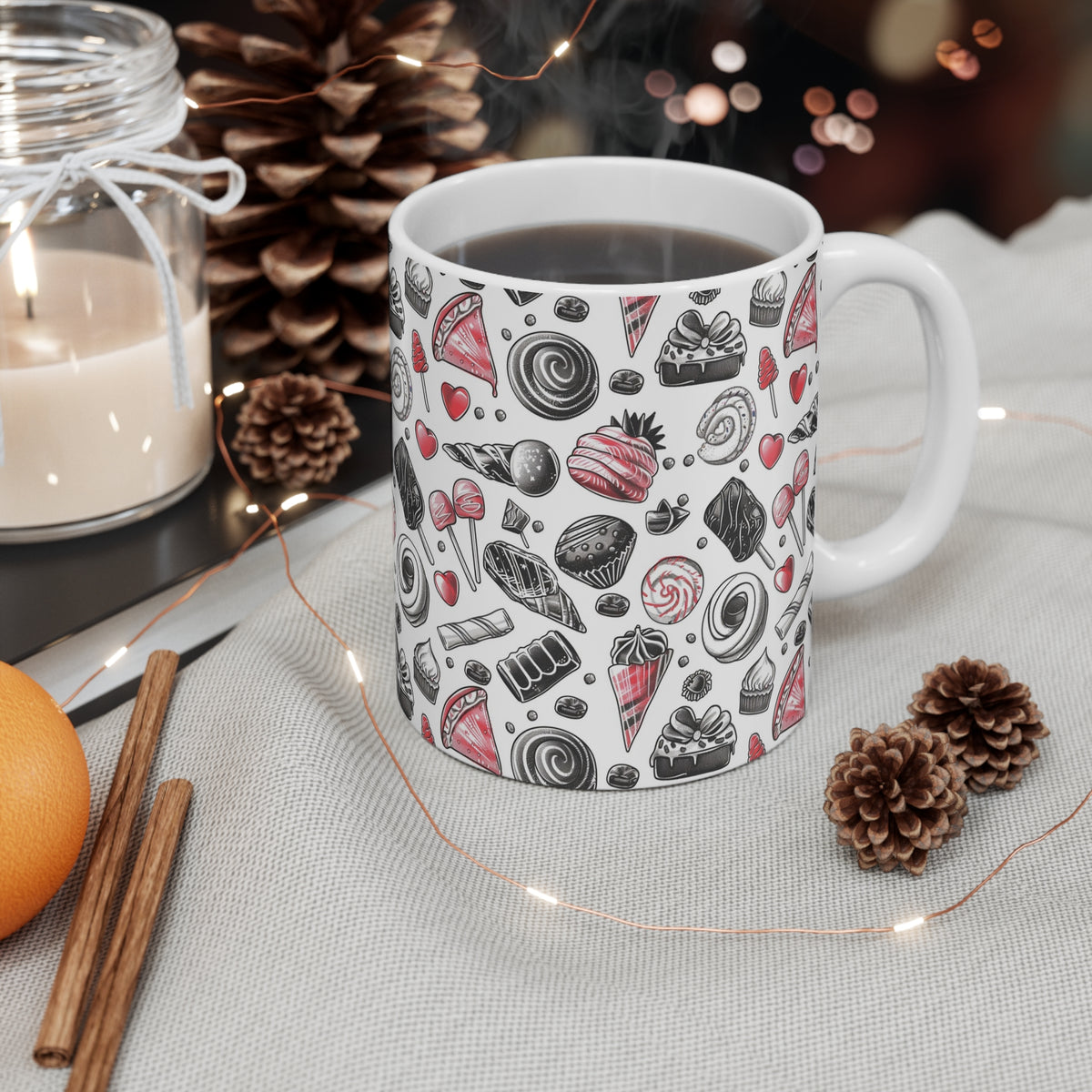 Colorful All-Over Candy Theme Coffee Mug Fun Ceramic Drinkware 216