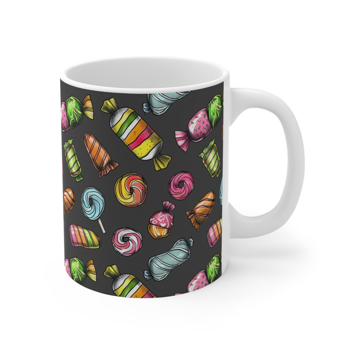 Colorful All-Over Candy Theme Coffee Mug Fun Ceramic Drinkware 297