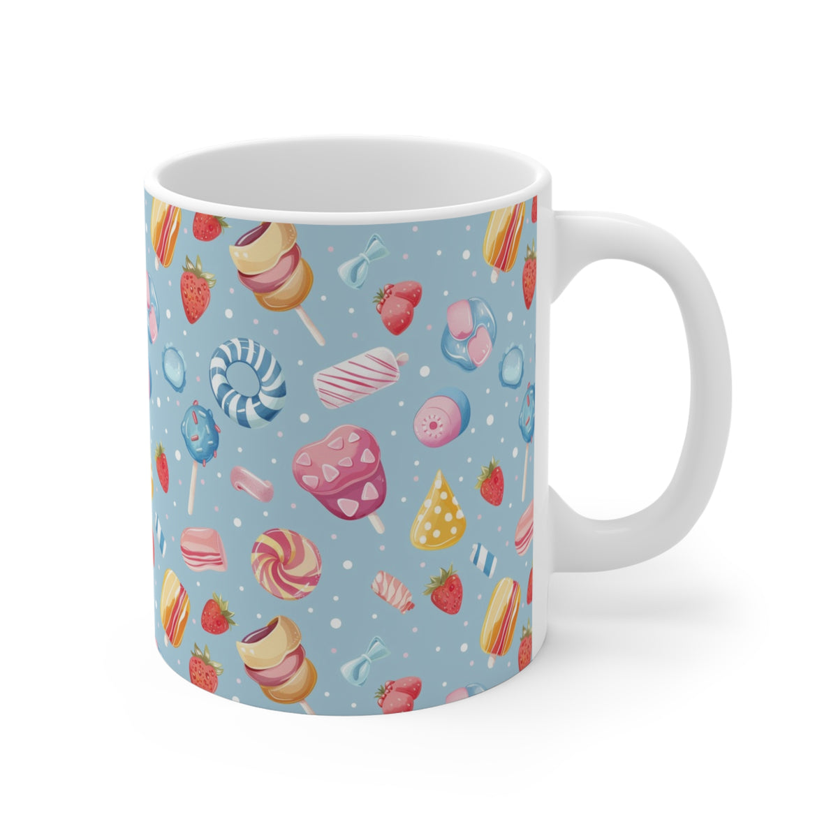 Colorful All-Over Candy Theme Coffee Mug Fun Ceramic Drinkware 107