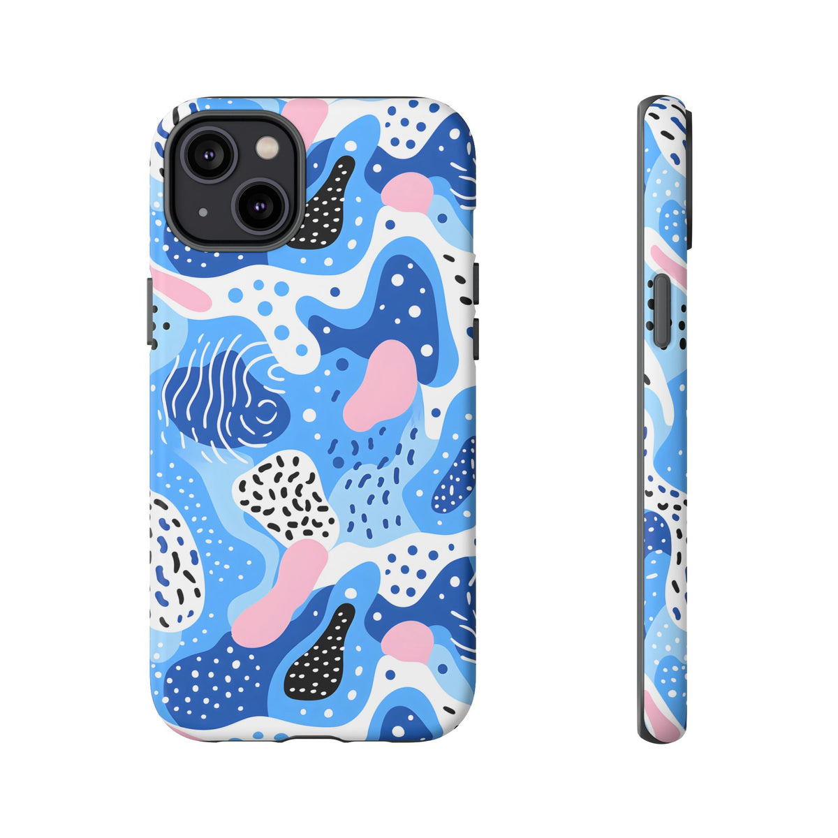 Abstract Baby Blue Memphis Design Phone Case – Sleek and Contemporary Artistry