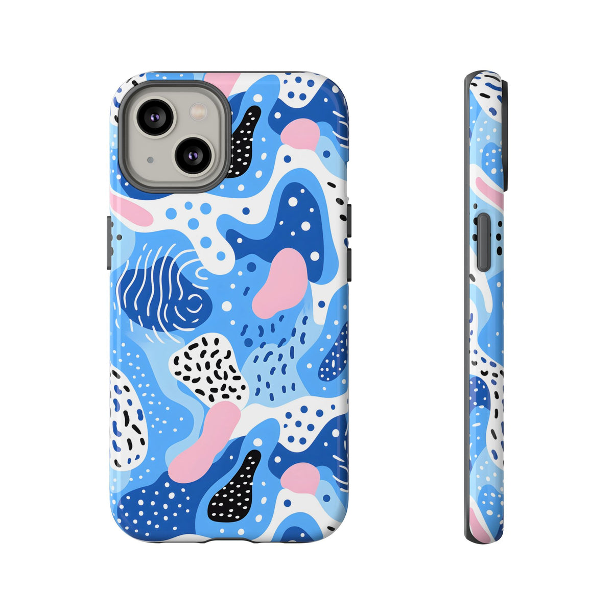 Abstract Baby Blue Memphis Design Phone Case – Sleek and Contemporary Artistry