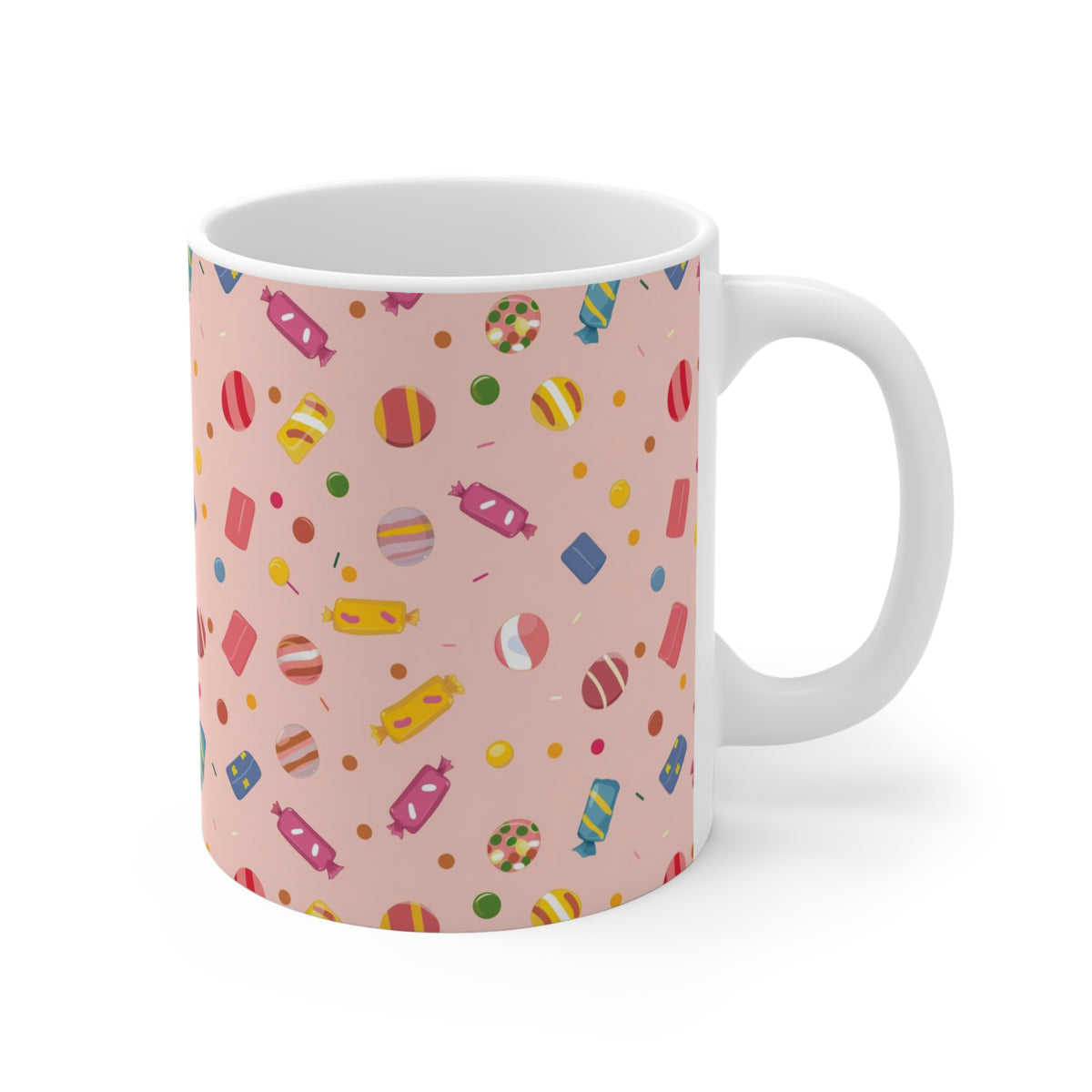 Colorful All-Over Candy Theme Coffee Mug Fun Ceramic Drinkware 254