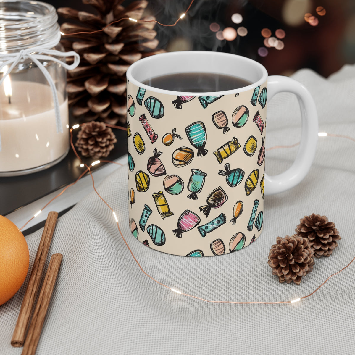 Colorful All-Over Candy Theme Coffee Mug Fun Ceramic Drinkware 224