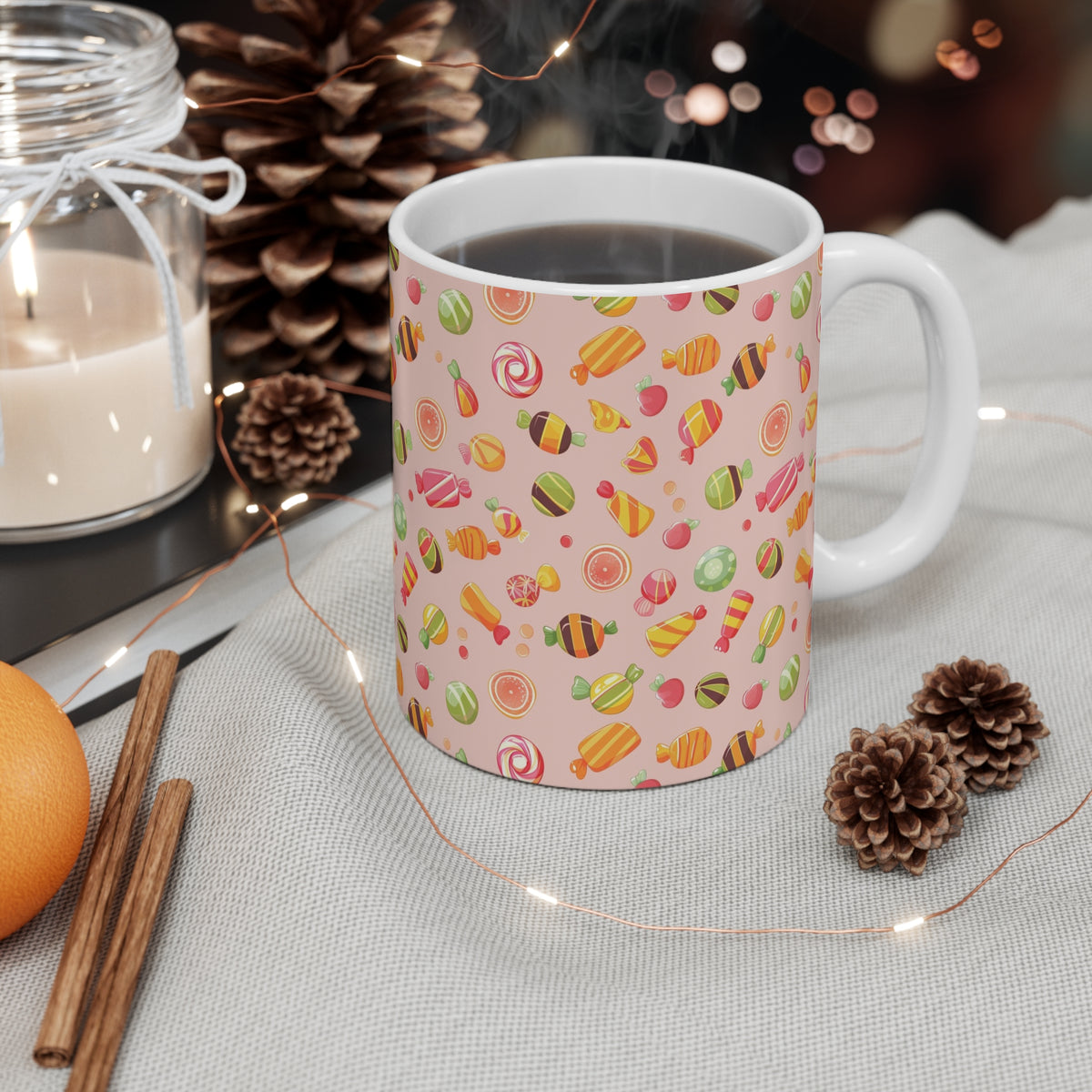 Colorful All-Over Candy Theme Coffee Mug Fun Ceramic Drinkware 178