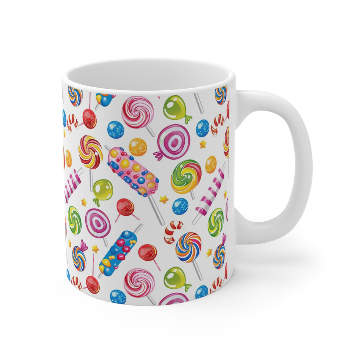 Colorful All-Over Candy Theme Coffee Mug Fun Ceramic Drinkware 449