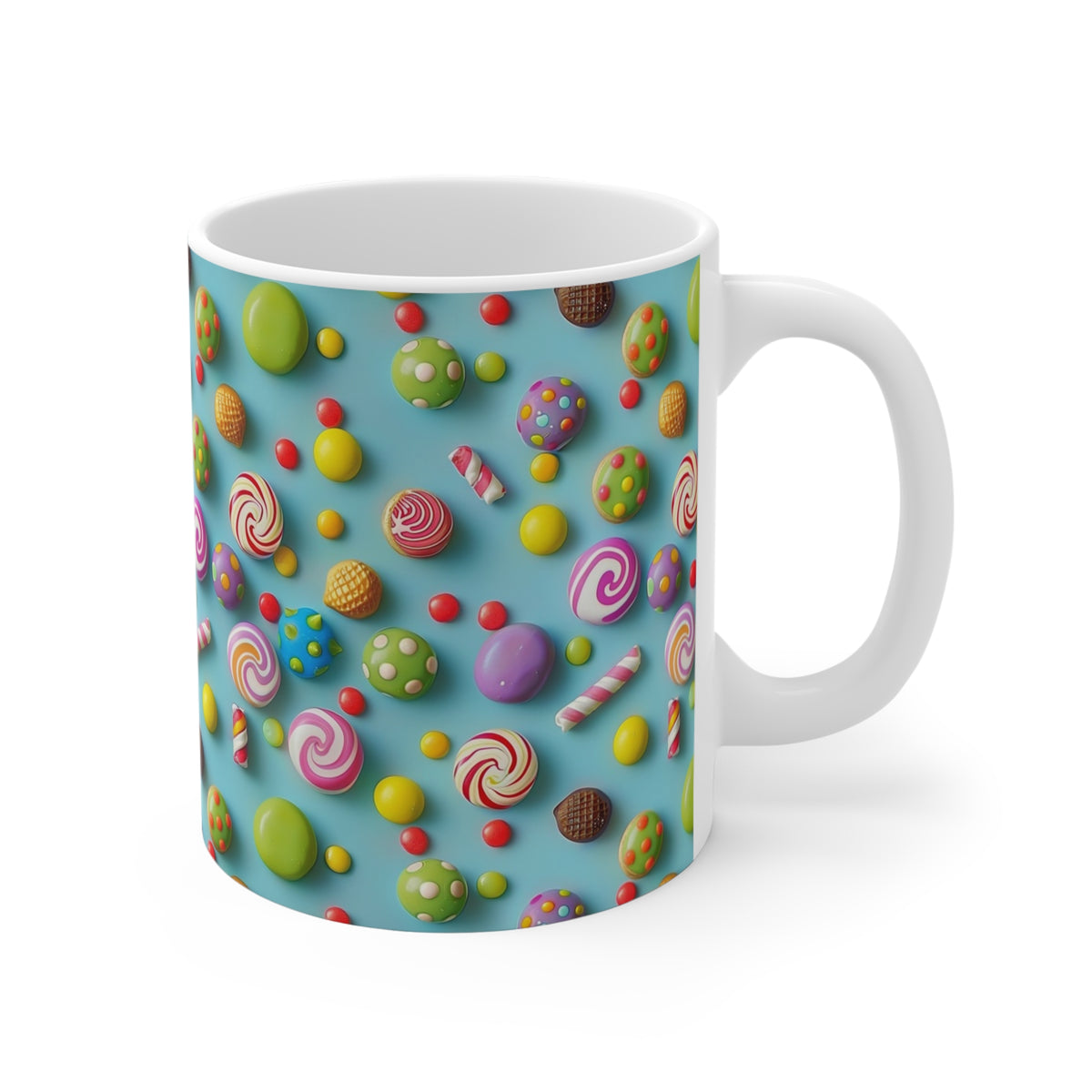 Colorful All-Over Candy Theme Coffee Mug Fun Ceramic Drinkware 259