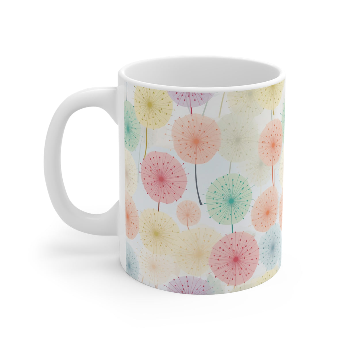 Pastel Dandelion Pattern Coffee Cup-Floral Ceramic Mug for Tea and Coffee  (10)