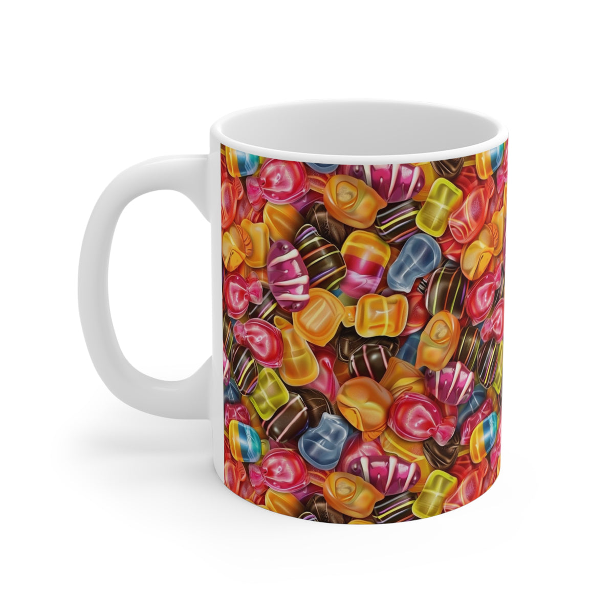 Colorful All-Over Candy Theme Coffee Mug Fun Ceramic Drinkware 446