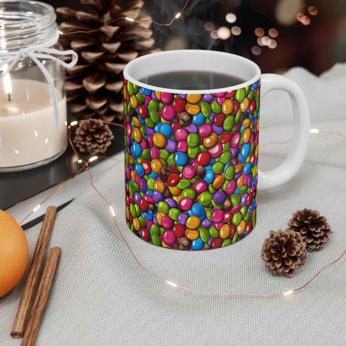 Colorful All-Over Candy Theme Coffee Mug Fun Ceramic Drinkware 359