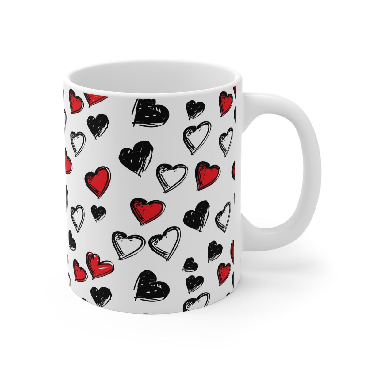 Colorful Heart Design Coffee Mug - Endless Love Pattern Ceramic Cup 1010