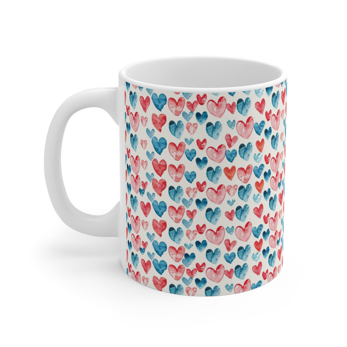 Colorful Heart Design Coffee Mug - Endless Love Pattern Ceramic Cup 1015
